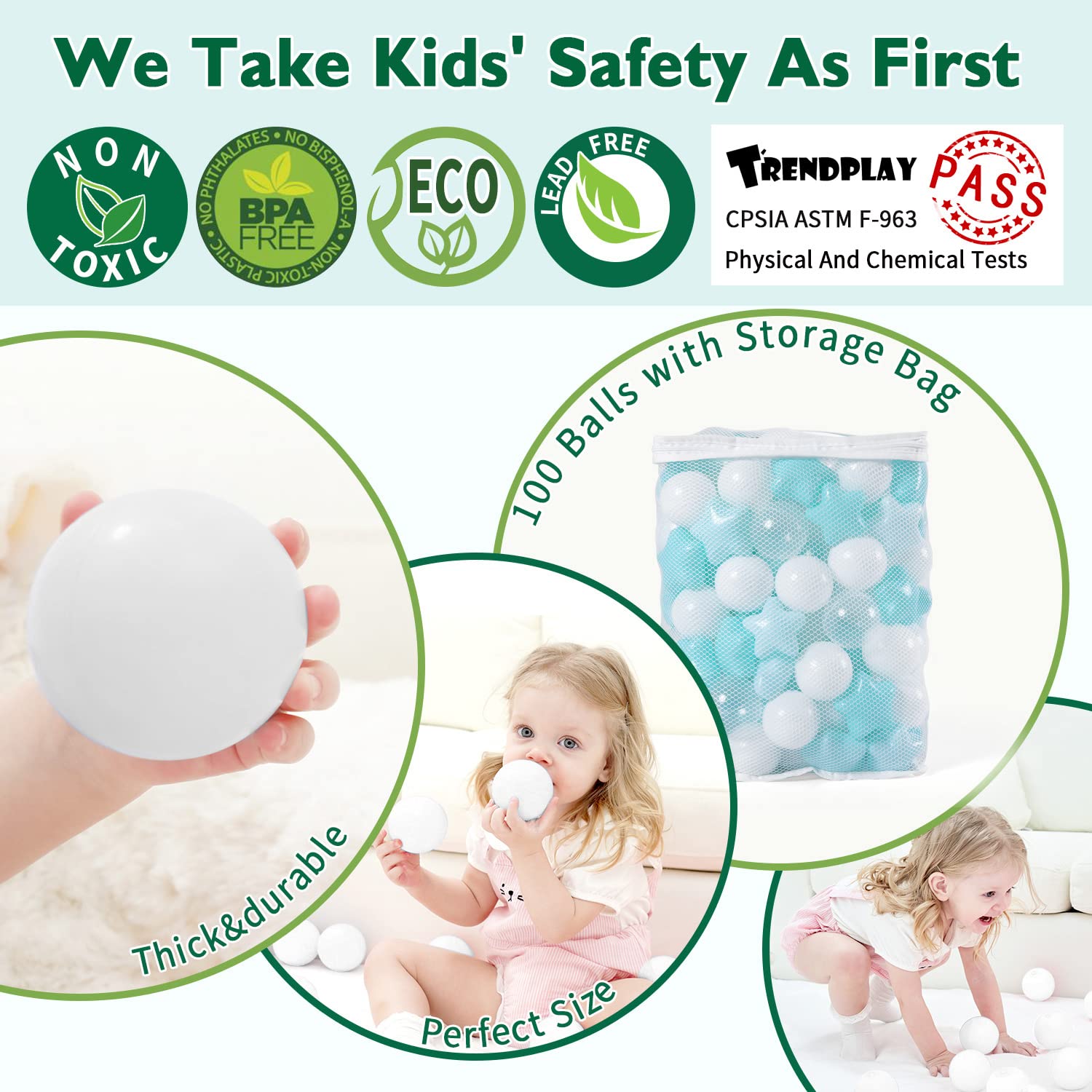TRENDPLAY Star Ball Pit Balls with storage bag for easy cleanup after play.