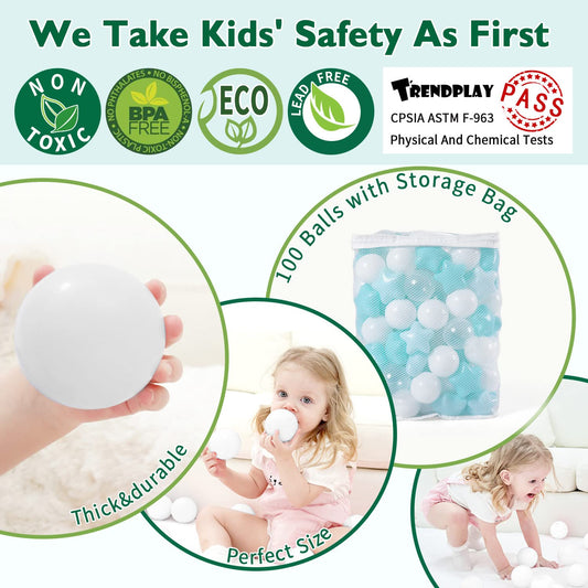 TRENDPLAY Star Ball Pit Balls with storage bag for easy cleanup after play.