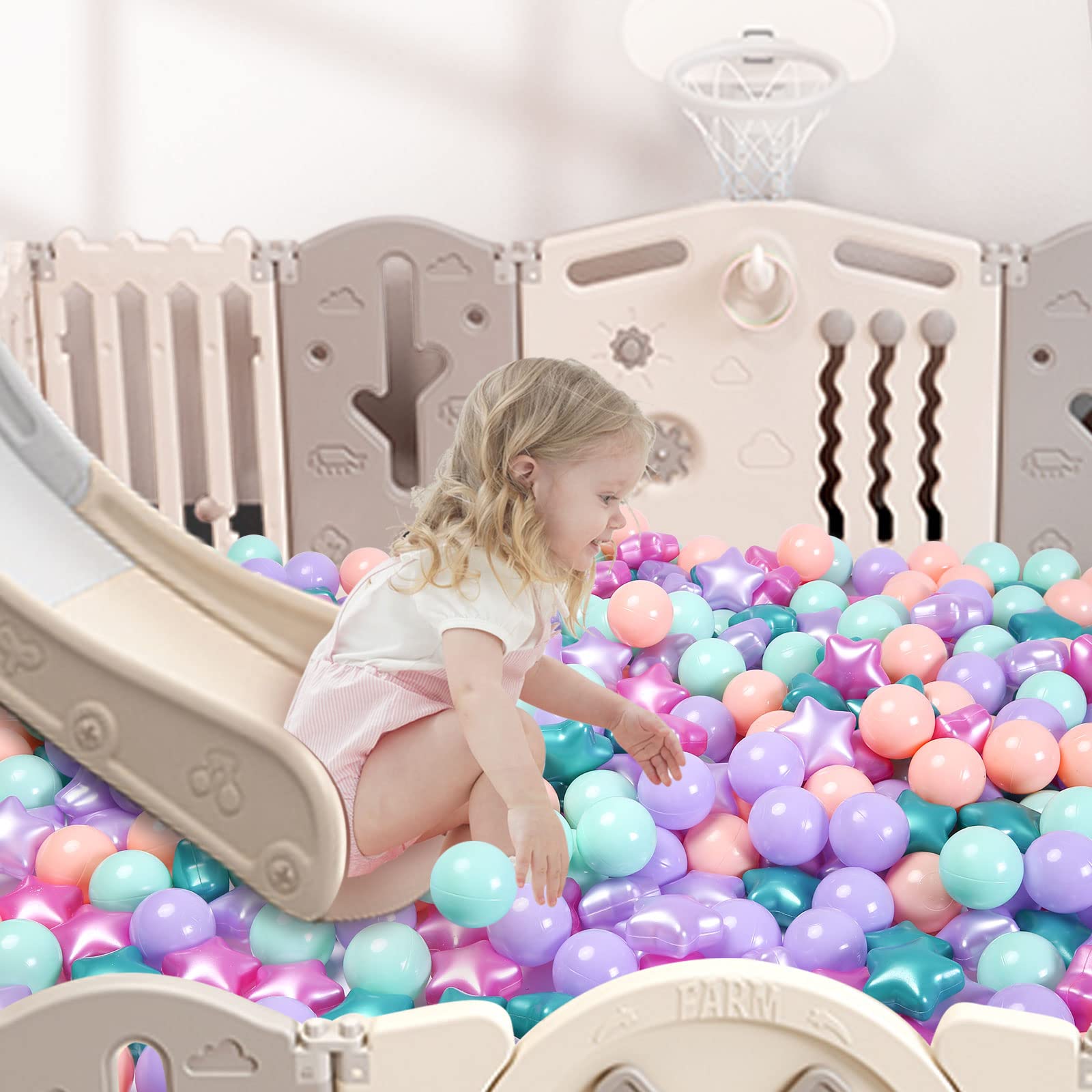 TRENDPLAY storage bag included with 100 balls for tidy play areas.