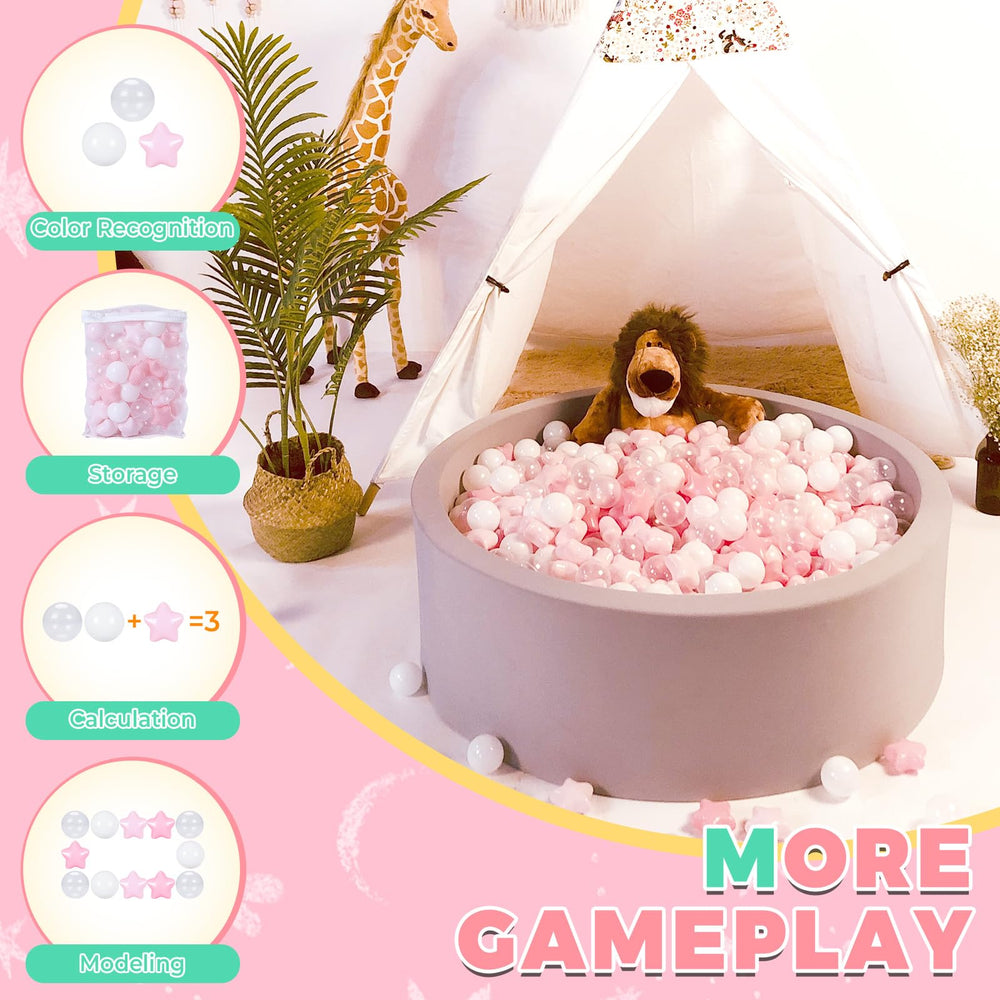 TRENDPLAY Star Ball Pit Balls in white pearls promote gentle, visible playtime