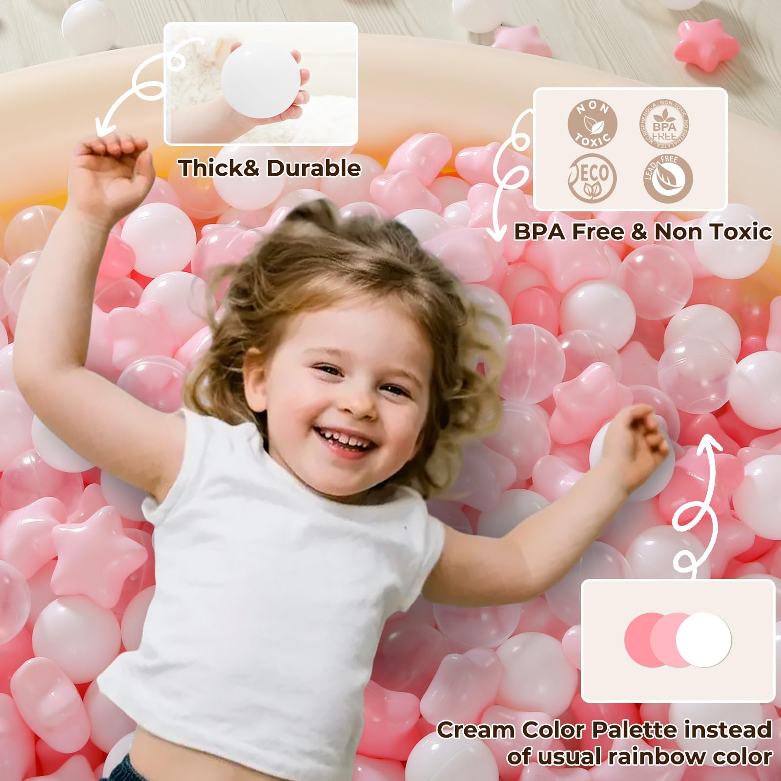 TRENDPLAY Star Ball Pit Balls in white add a fresh look to play areas.