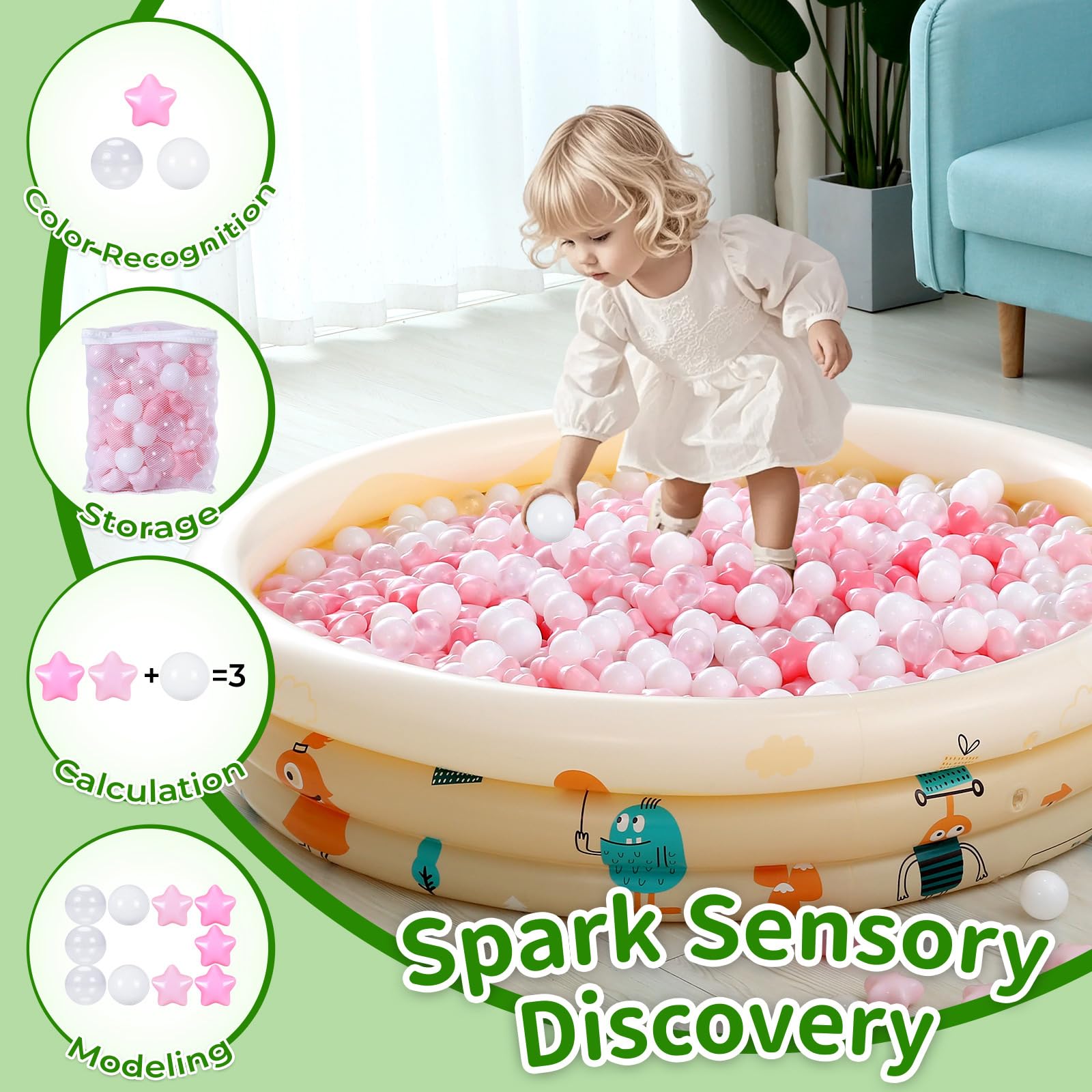 TRENDPLAY star ball pit white closeup highlights smooth handling.