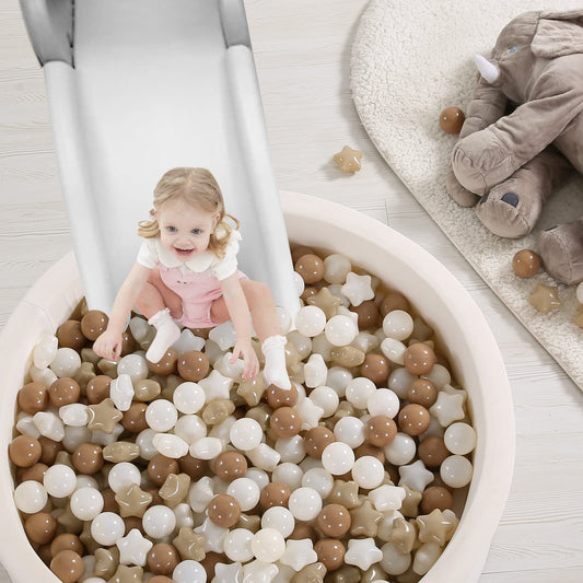 White star-shaped balls offer soft, odor-free texture for gentle play.
