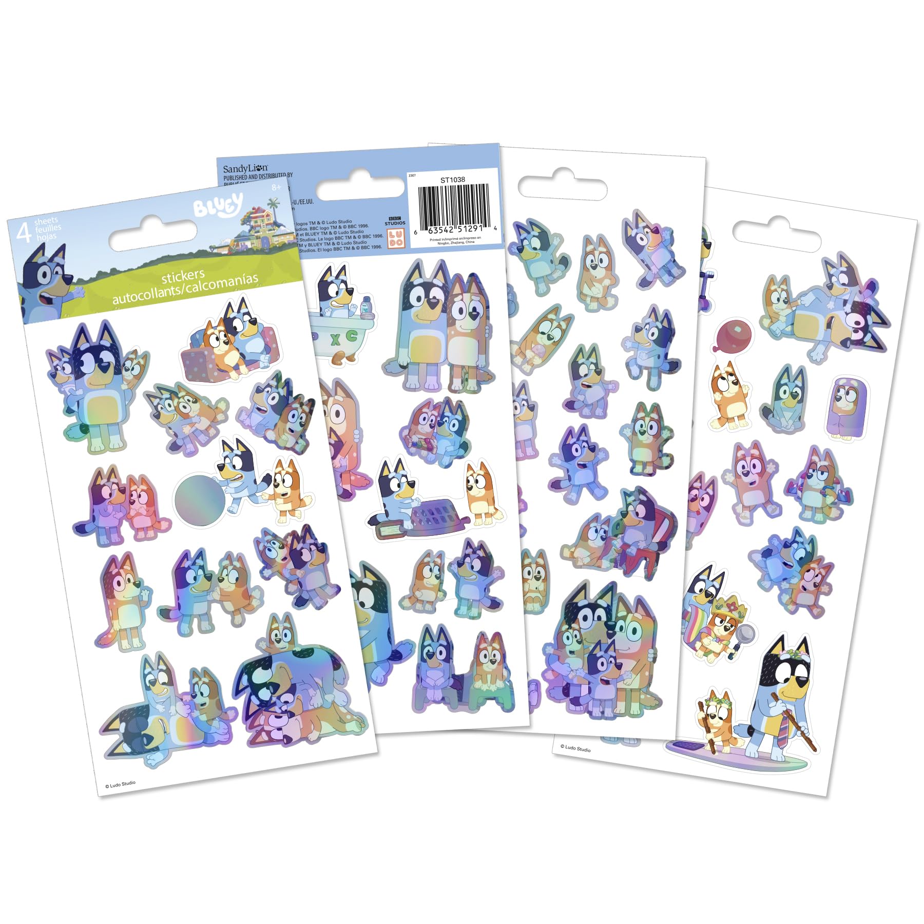 Trends International Bluey holographic stickers sheet 1 adds shimmering laptop designs