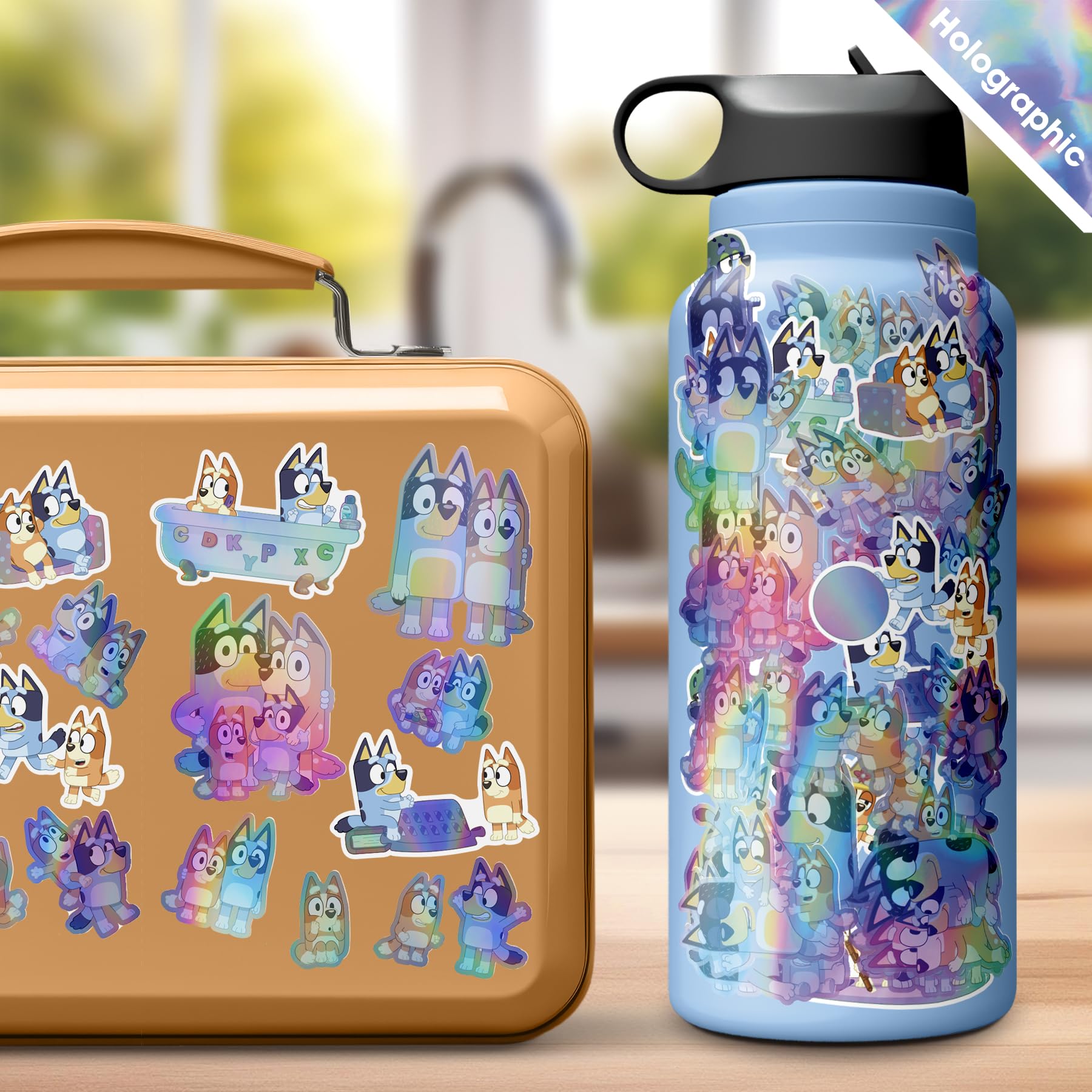 Trends International Bluey holographic stickers sheet 2 adds sparkle to notebooks
