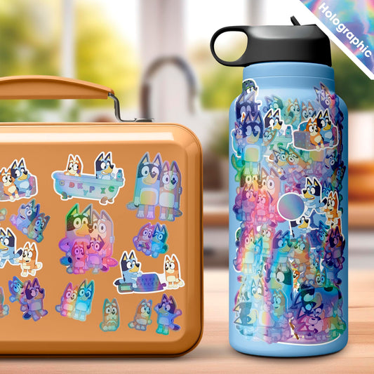 Trends International Bluey holographic stickers sheet 2 adds sparkle to notebooks