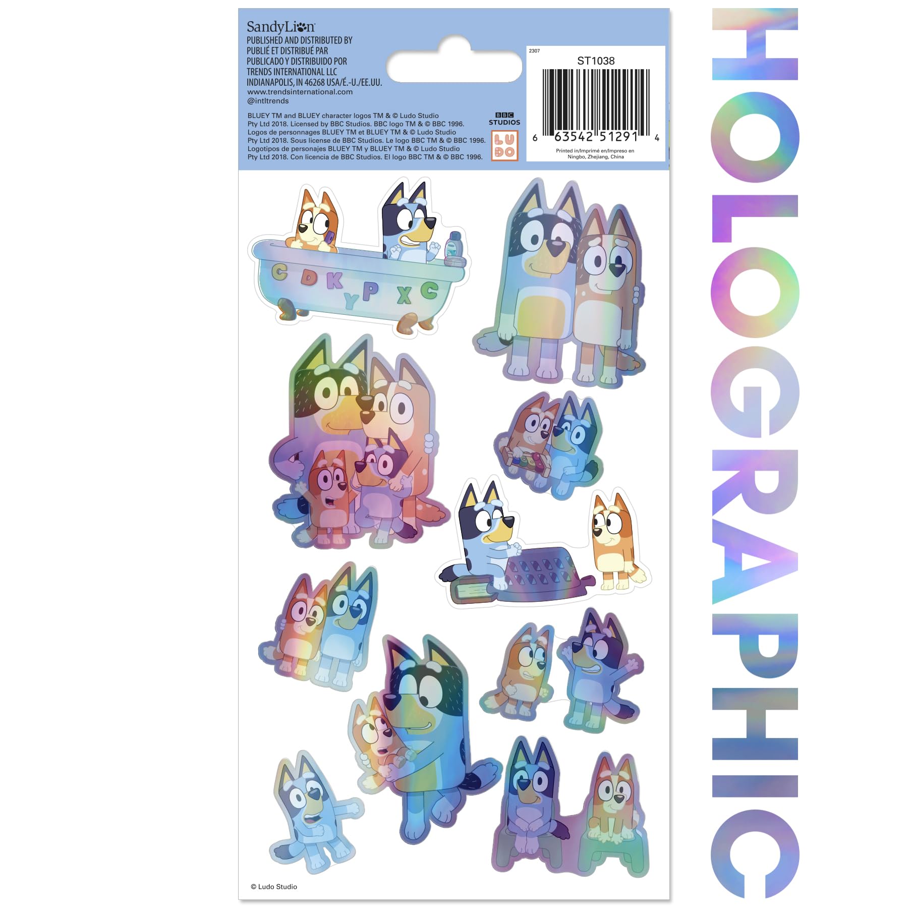 Trends International Bluey holographic stickers sheet 5 with perforated sheets