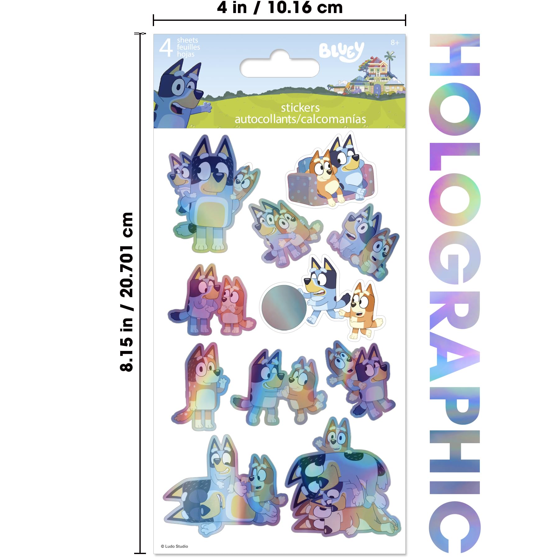 Trends International Bluey holographic stickers sheet 8 is officially licensed