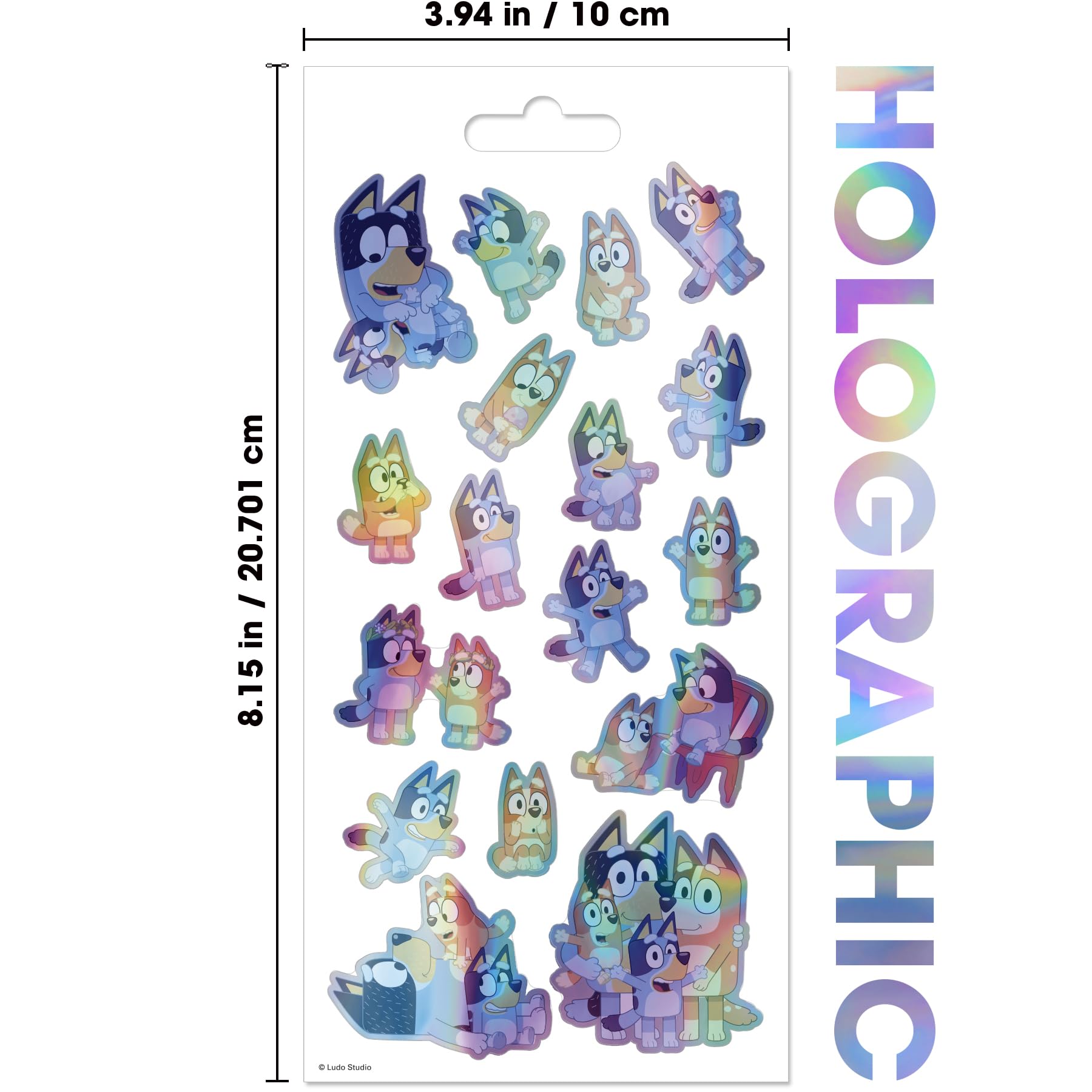 Trends International Bluey holographic stickers sheet 9 folds accordion-style for storage