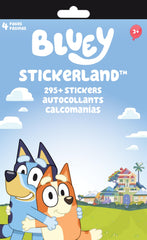 Bluey Stickerland Pad by Trends International shows four pages of stickers for classroom projects and home crafts