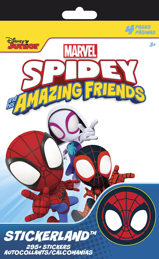 Trends International Spidey Stickerland Pad cover with four pages of licensed stickers for crafts
