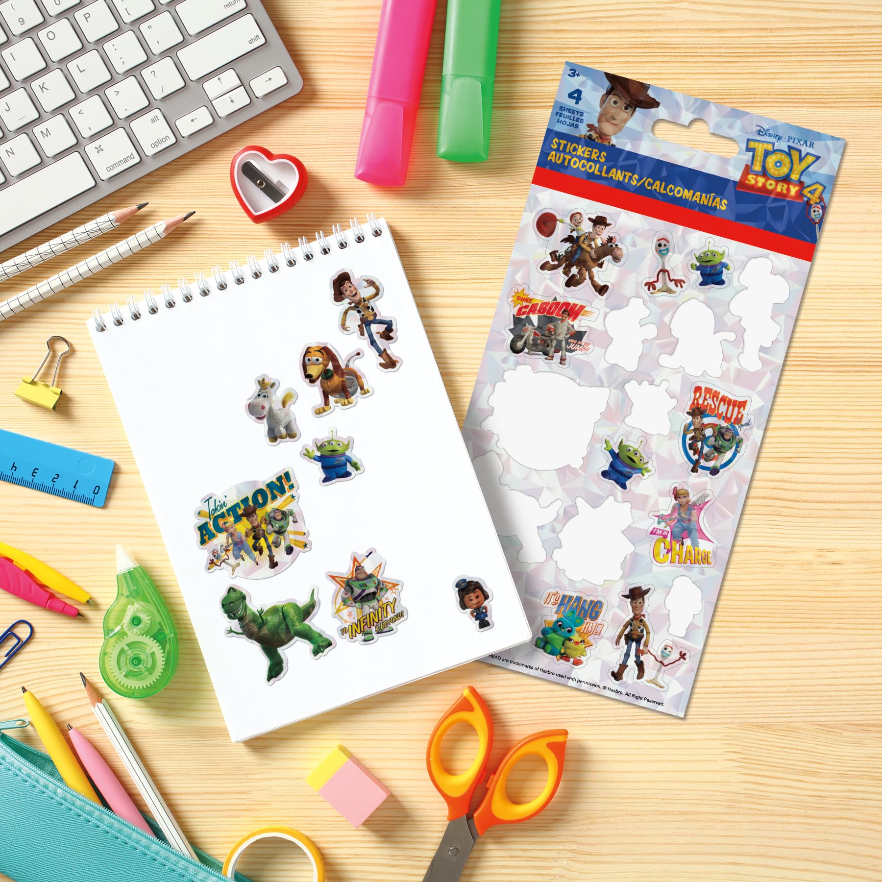 Trends International Toy Story 4 sticker sheets with assorted designs for water bottles and laptops