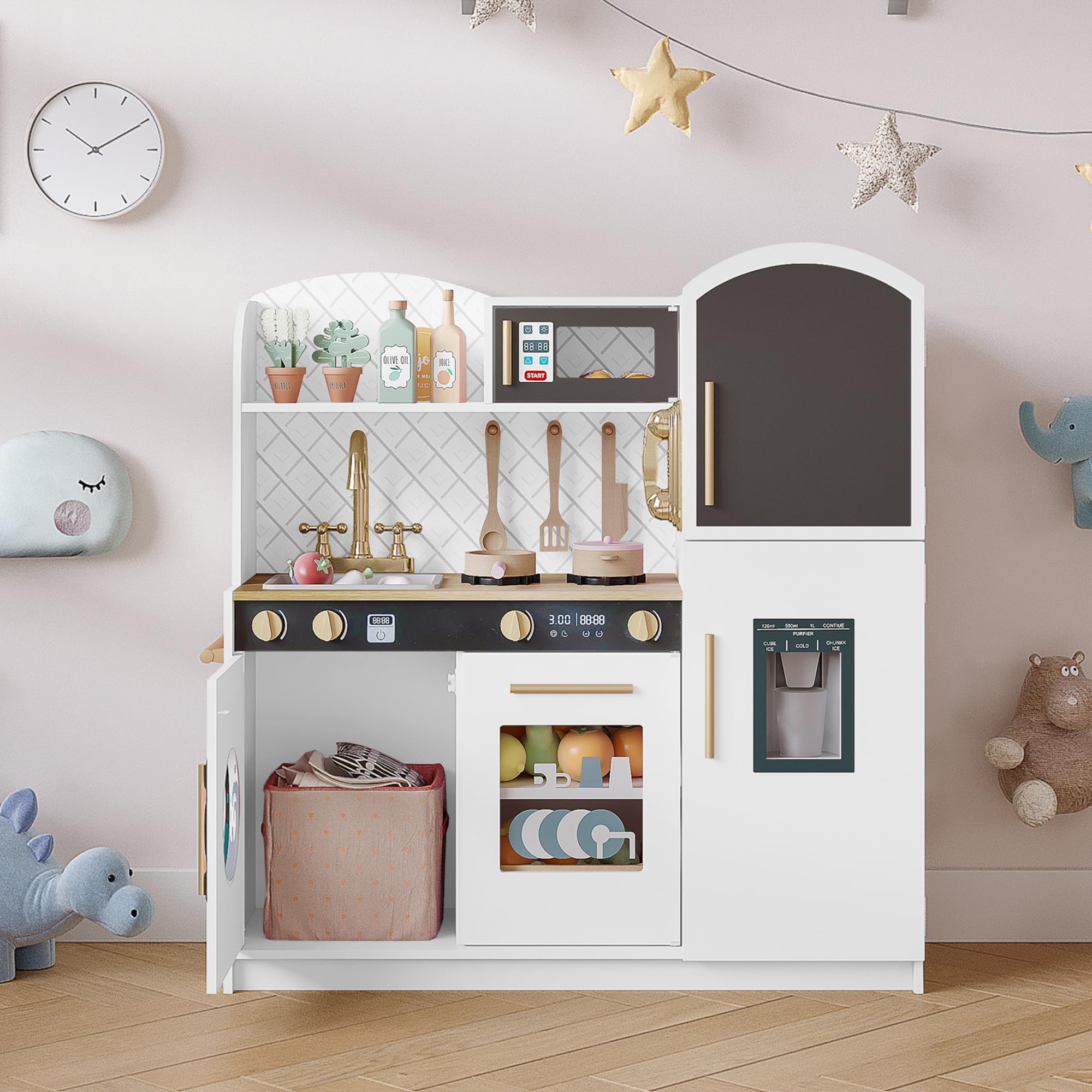 Treocho Play Kitchen white accessory set enhances pretend cooking