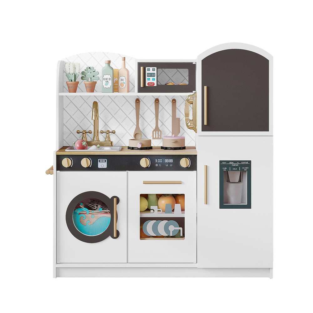 Treocho Play Kitchen white with faucet and sink for imaginative play