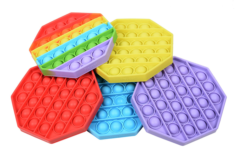 Treycer blue silicone bubble pop toy supports concentration during tasks.