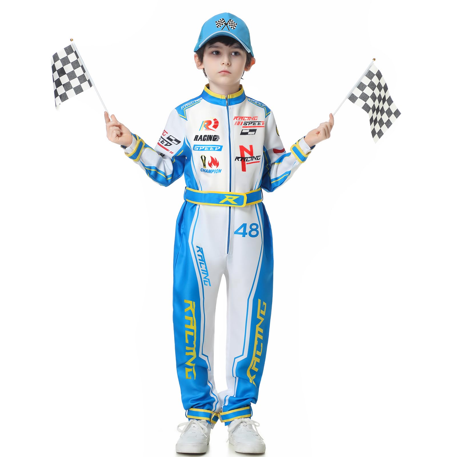 Treyrea checkered flags add authentic race-day vibe.