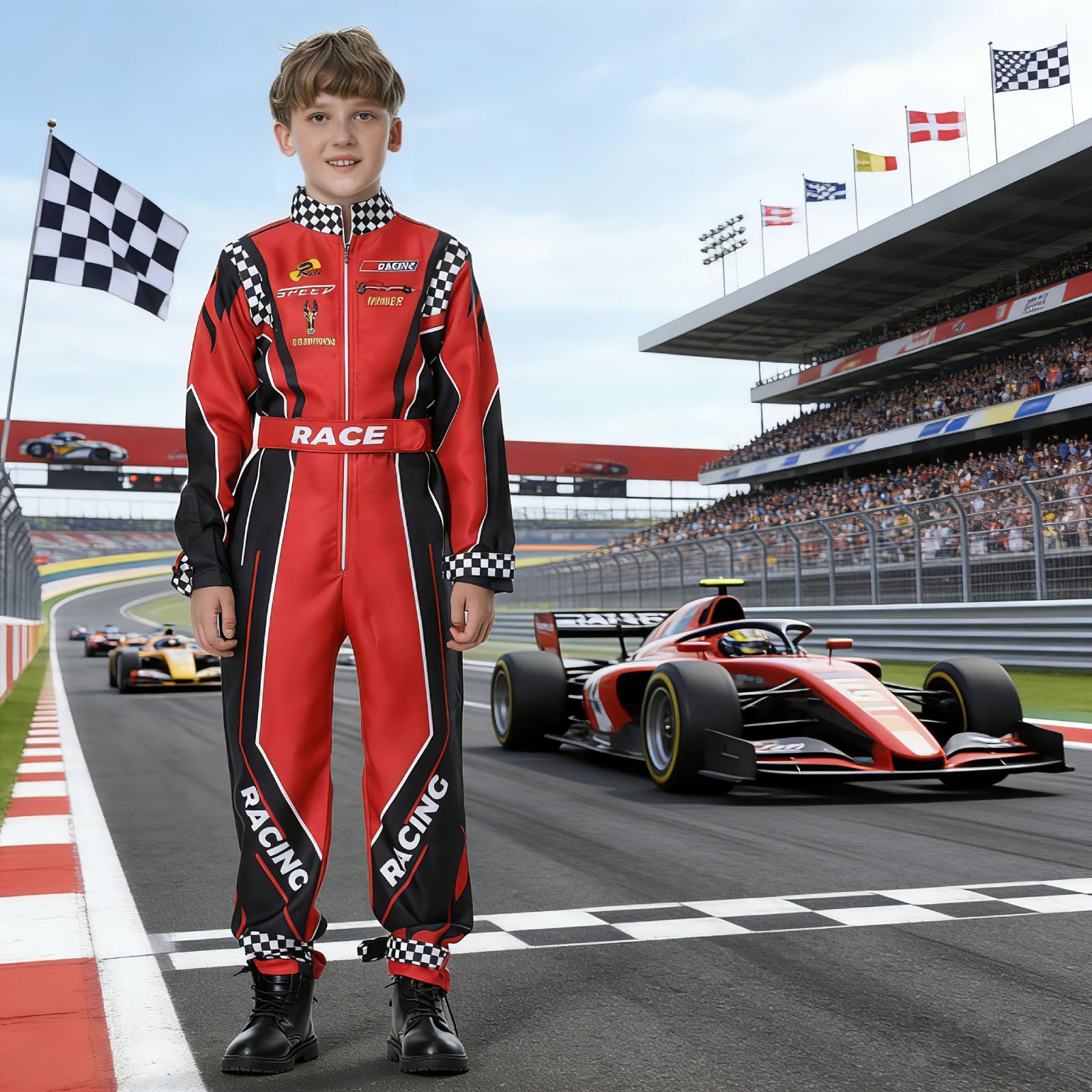 Treyrea racing logo print adds authentic branding and sporty vibe