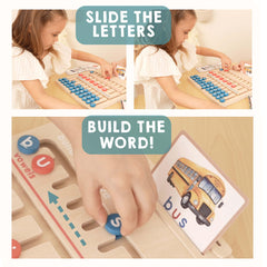 Tribetots flashcards set enables CVC word-building practice.