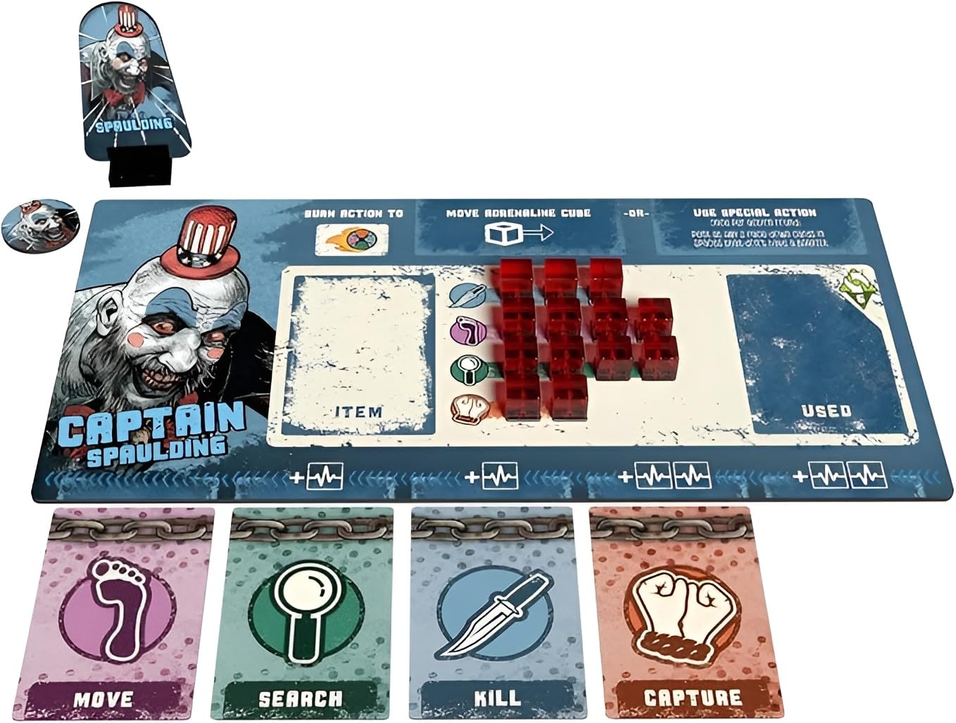 Trick Or Treat Studios House of 1000 Corpses player boards support clear tracking.