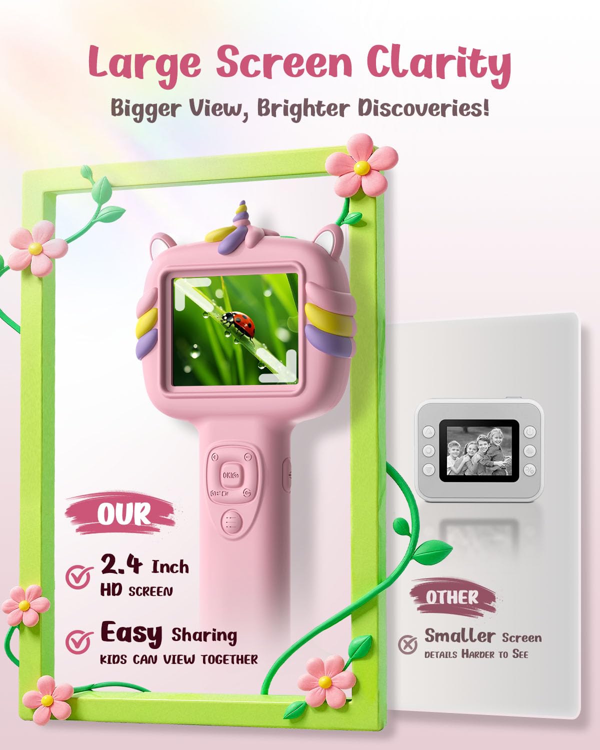 Trigowalt kids microscope camera screen display emphasizes real time observation and sharing discoveries