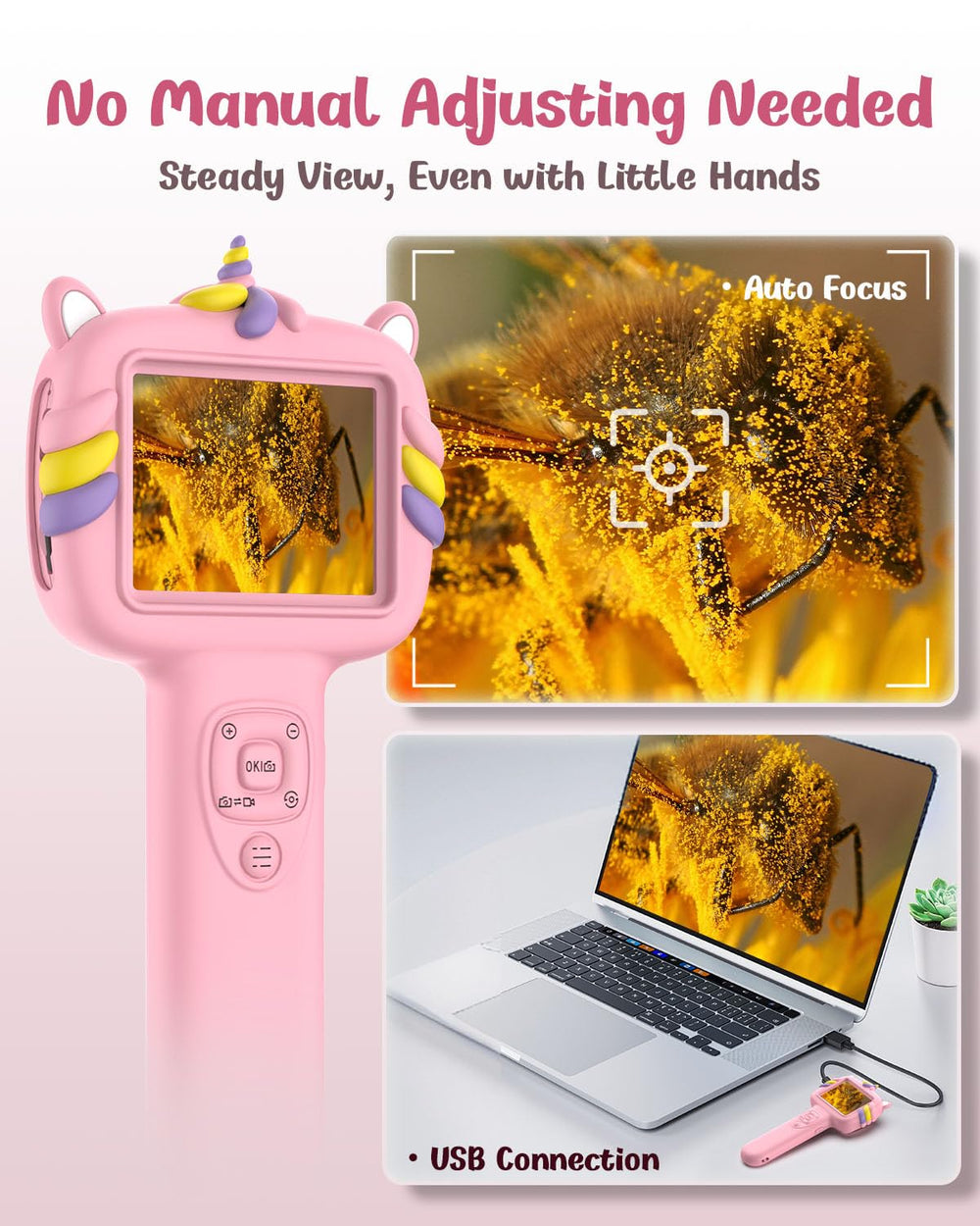 Trigowalt kids microscope camera USB transfer and storage for easy sharing and archiving