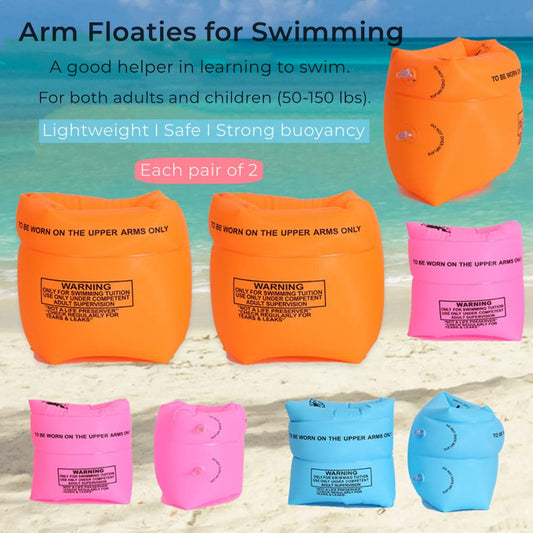 TRIIFON pink 2-pack arm floaties on a child during water activity