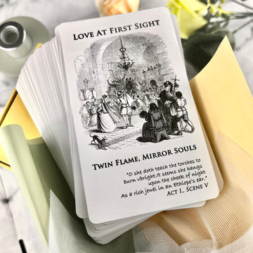 Trikendou Romeo & Juliet love oracle deck cover with premium foil detail for luxury appeal