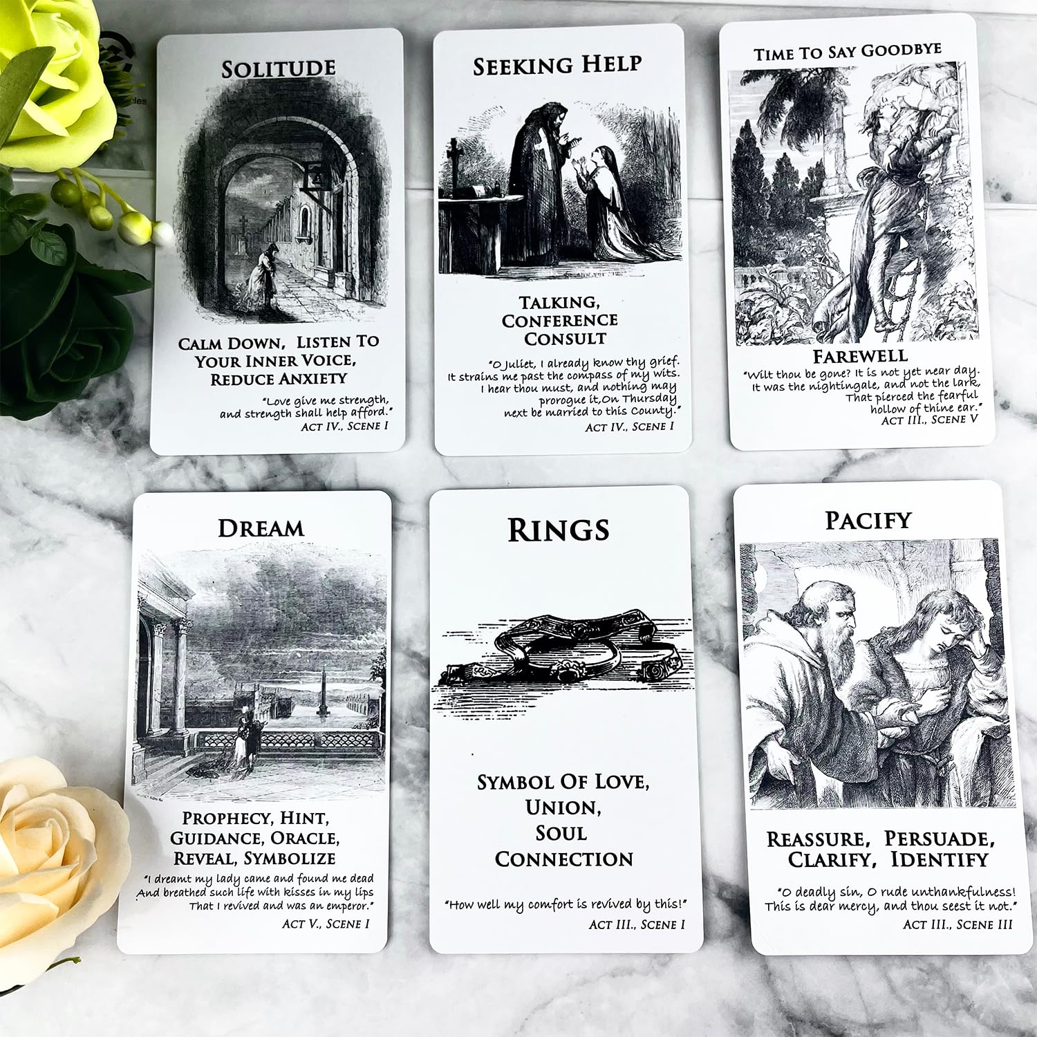 Trikendou Romeo & Juliet deck fanned to reveal rich artwork