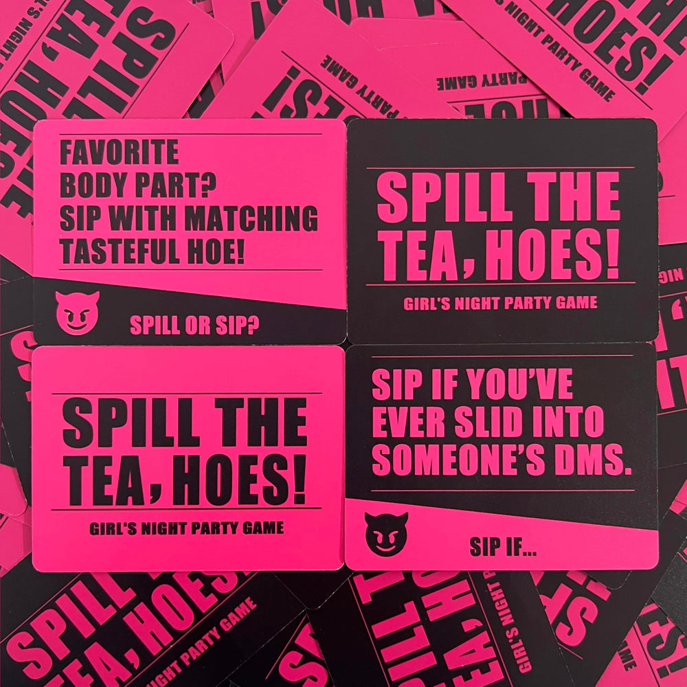 Closeup of Trikendou card design highlights bold, playful prompts.