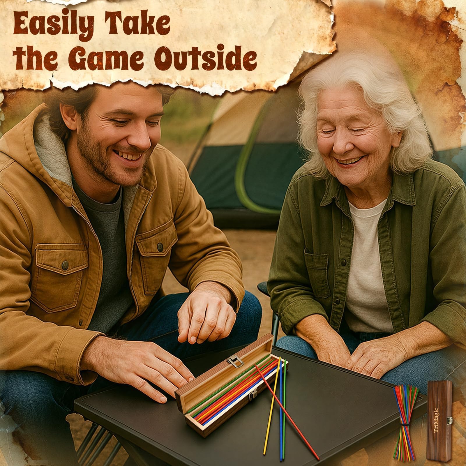 TriMagic Pick Up Sticks table-top challenge boosts hand-eye coordination and focus.