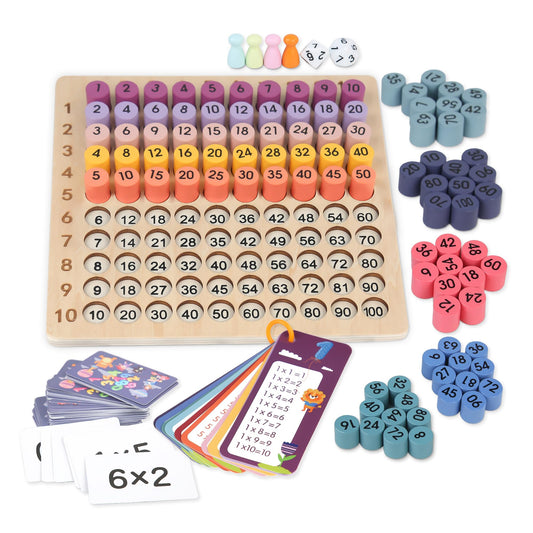TRIOSEA wooden Montessori multiplication board helps kids visualize times tables.