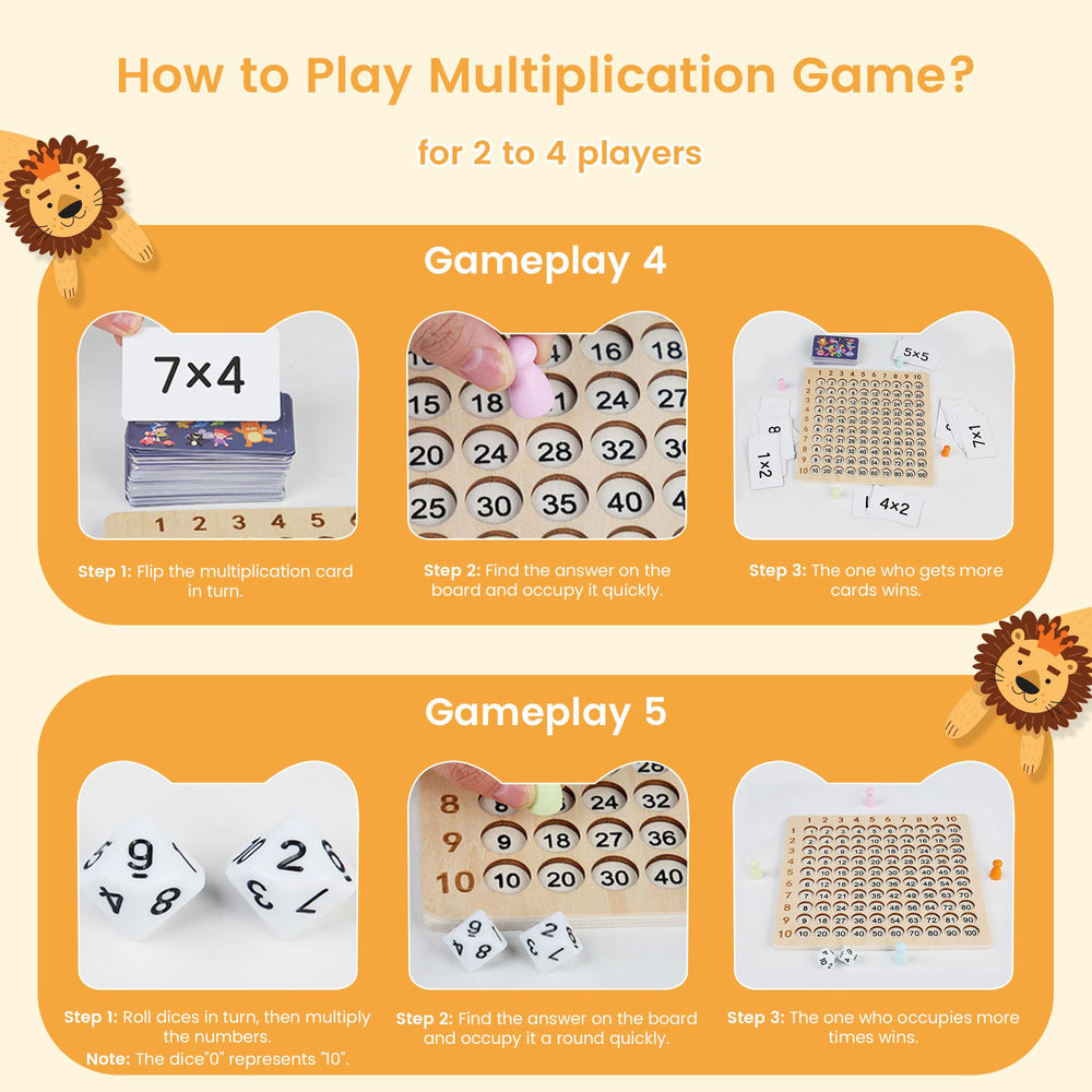 TRIOSEA wooden multiplication cards engage children with interactive practice.