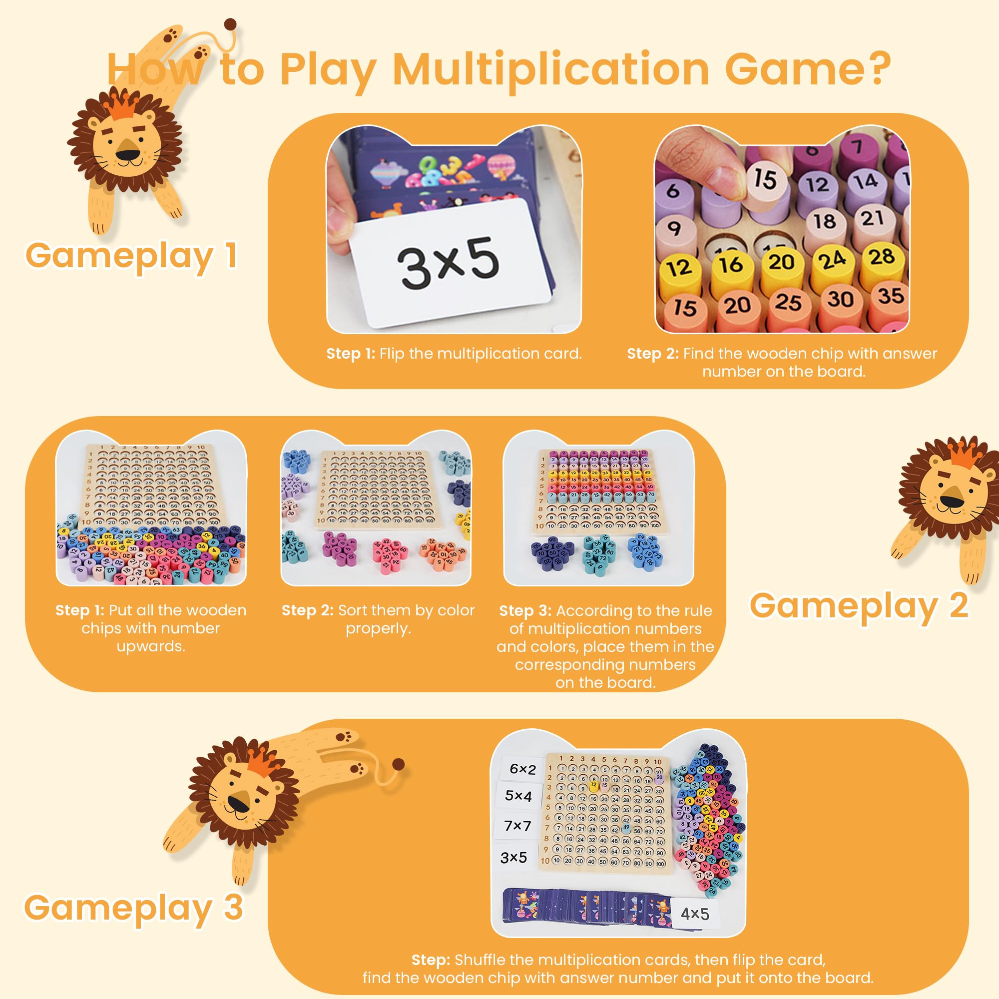 TRIOSEA wooden multiplication chips offer hands-on number matching.