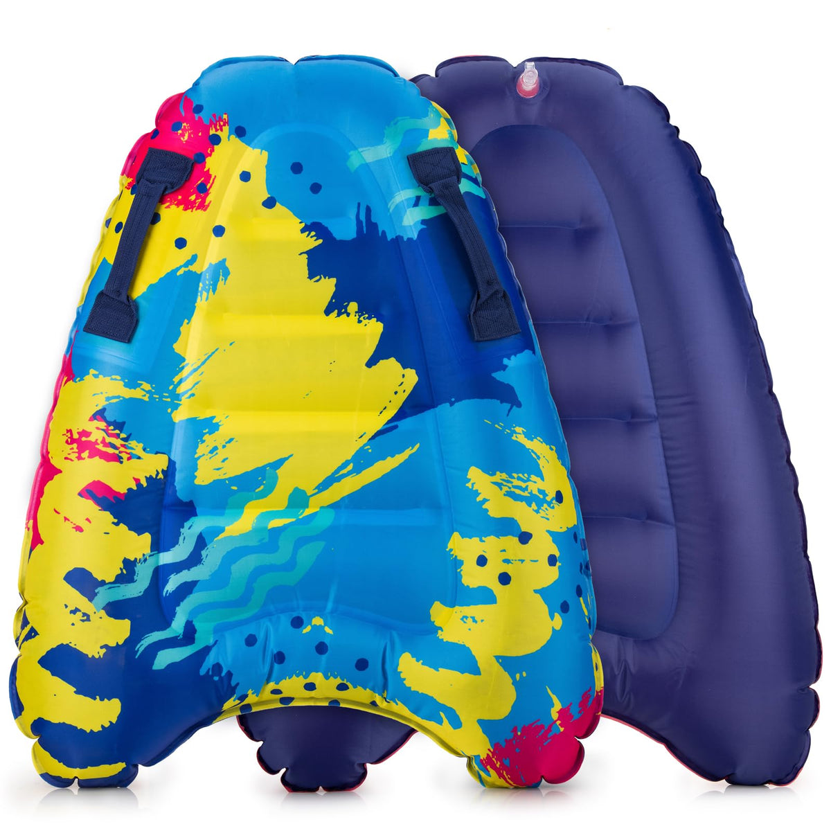 Trivamo inflatable boogie board with handles for easy grip during beach play.