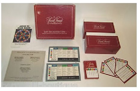 Trivial Pursuit Baby Boomer subsidiary card set contents shown, ready to slot into Genus Edition.
