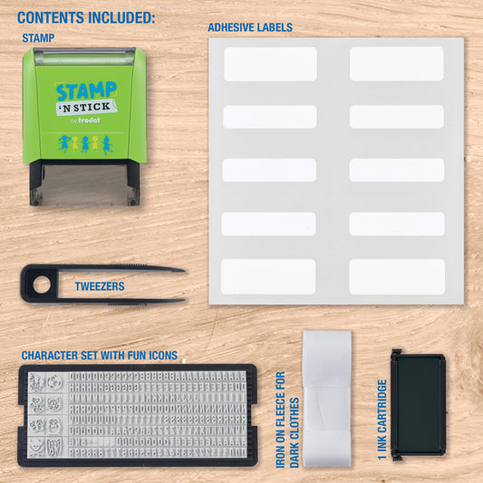 Three-line setup lets you personalize items with compact text.