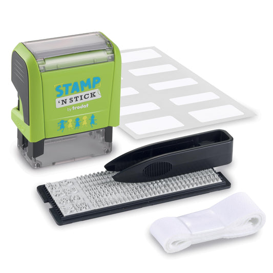 Trodat Stamp N Stick kit for clothes and belongings labels durable markings.