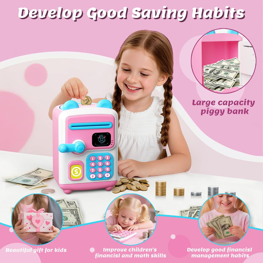 TROTK upgraded piggy bank password-screen provides secure entry for kids' pocket money.