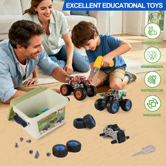 Trovogil monster trucks with electric drill enable easy disassembly and assembly.