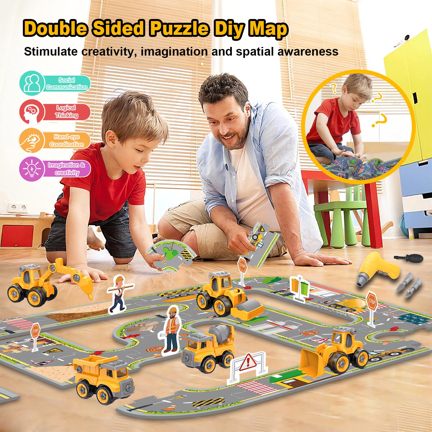 Trovogil take apart truck mixer: enhances fine motor skills with interlocking parts