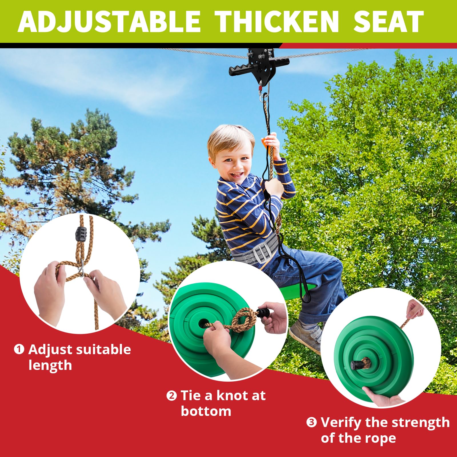 TRSMIMA complete zipline kit ready for easy backyard setup.