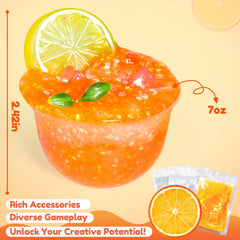Trubic DIY Orange Crunchy Slime with bingsu beads adds crunchy texture.