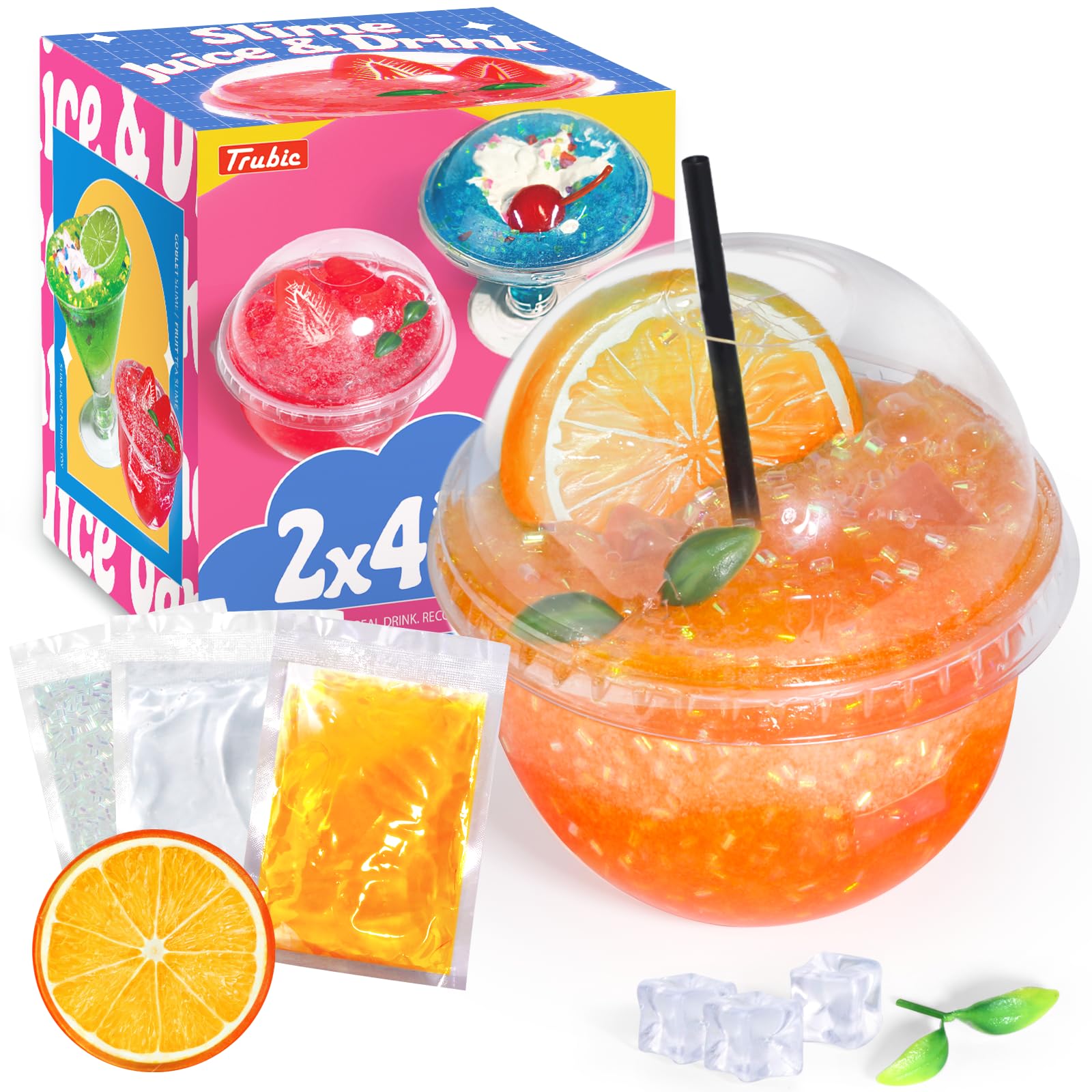 Trubic DIY Orange Crunchy Slime juice cup for imaginative, sensory play.