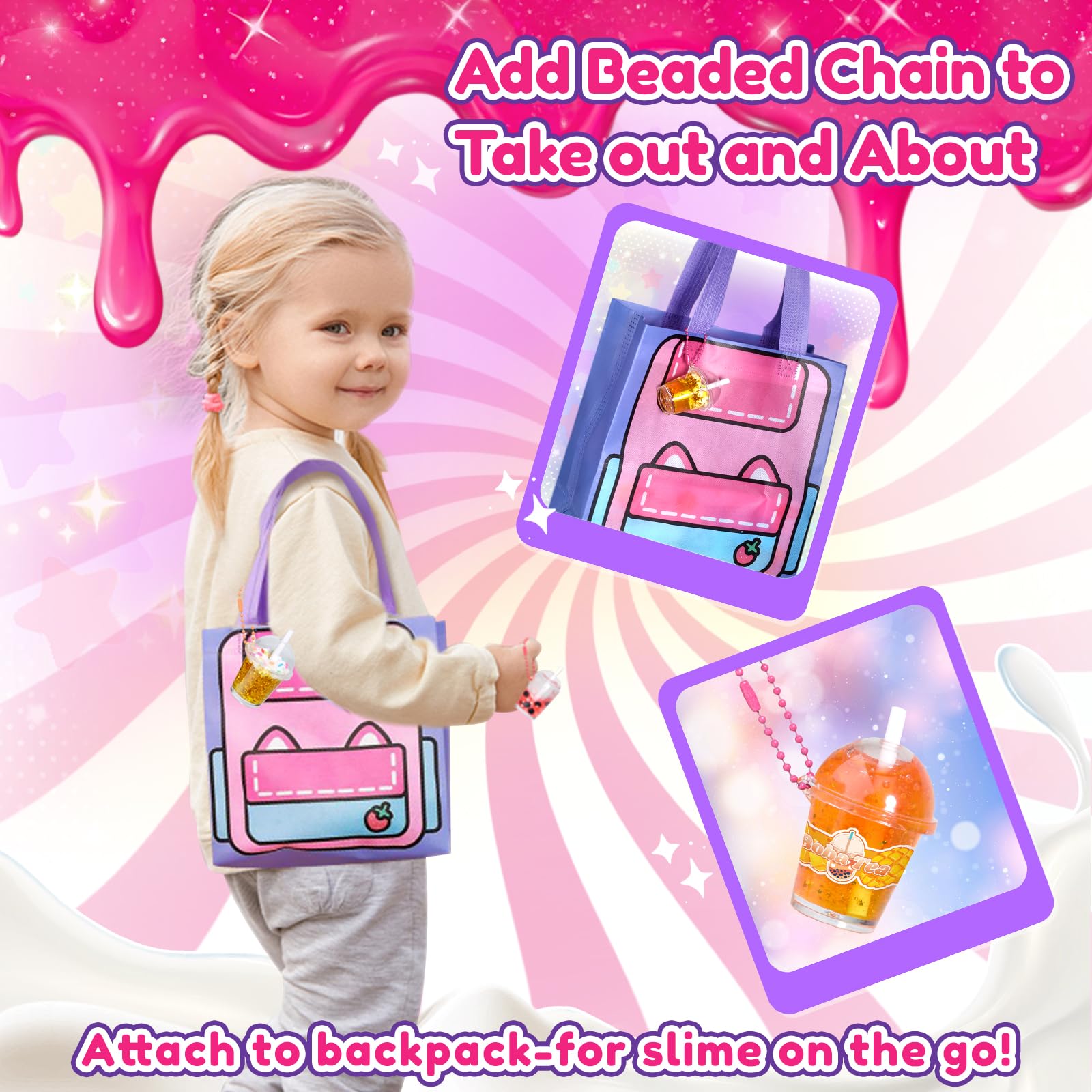 Trubic Slime Boba Tea Kit white cream gel topping effect.