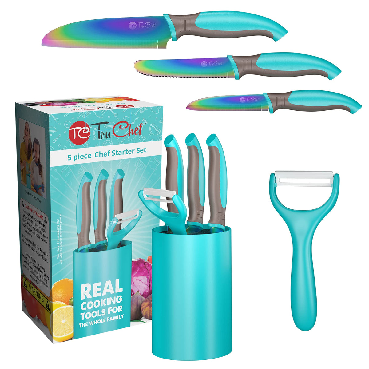 TruChef kid's knife set in action for safe chopping practice