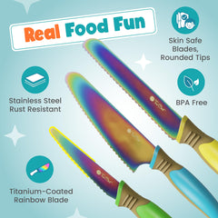 TruChef cutting board, BPA-free, easy for kids to use.