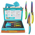 TruChef Kids Knife Set with rainbow blades for safe, real cooking practice.