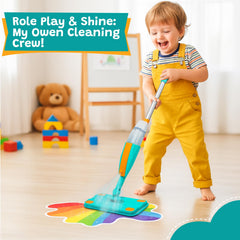 TrueYee Kids Spray Mop includes machine-washable pads for repeated use.