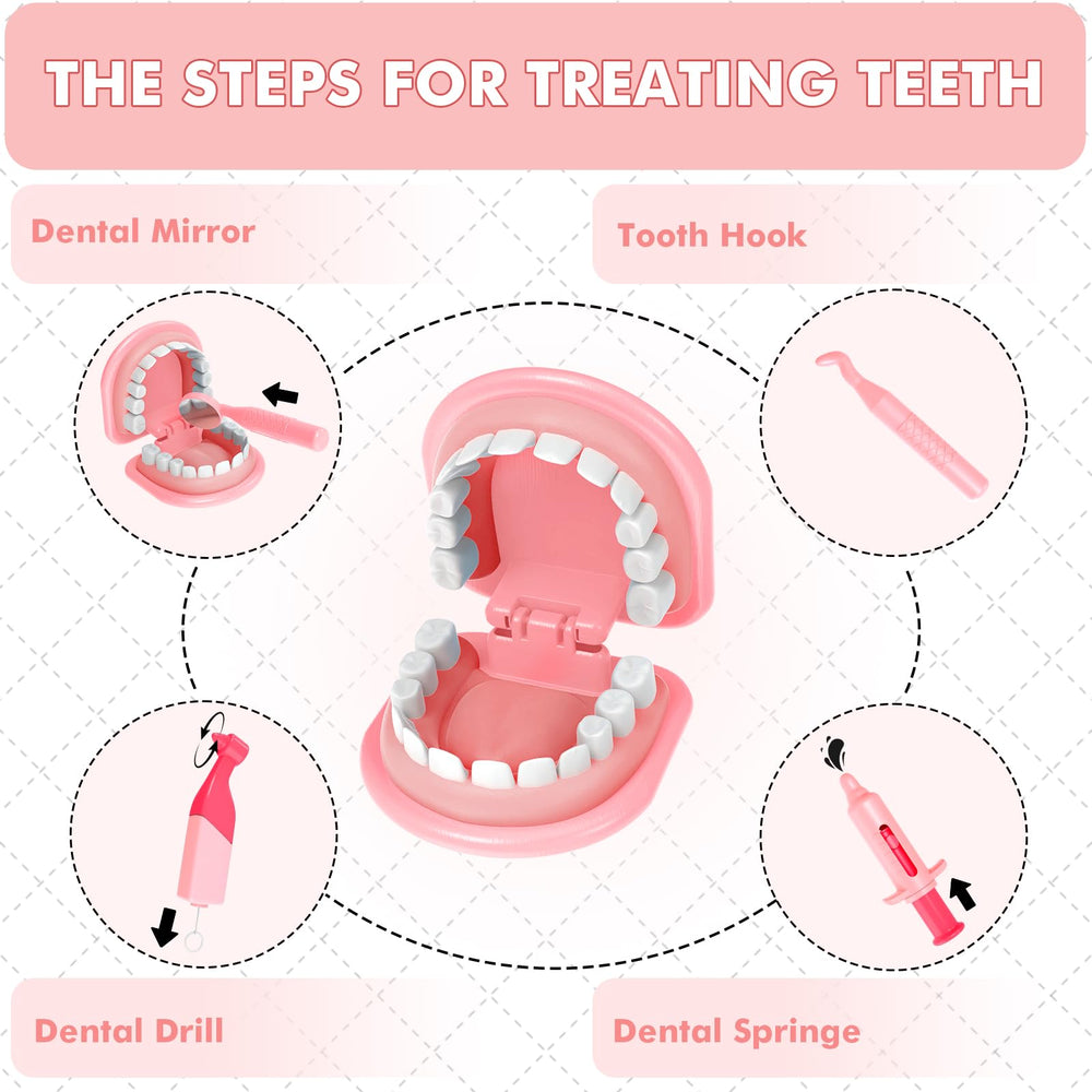 Trulloyoo Dentist Play Set pink light adds realism for night-time pretend sessions.