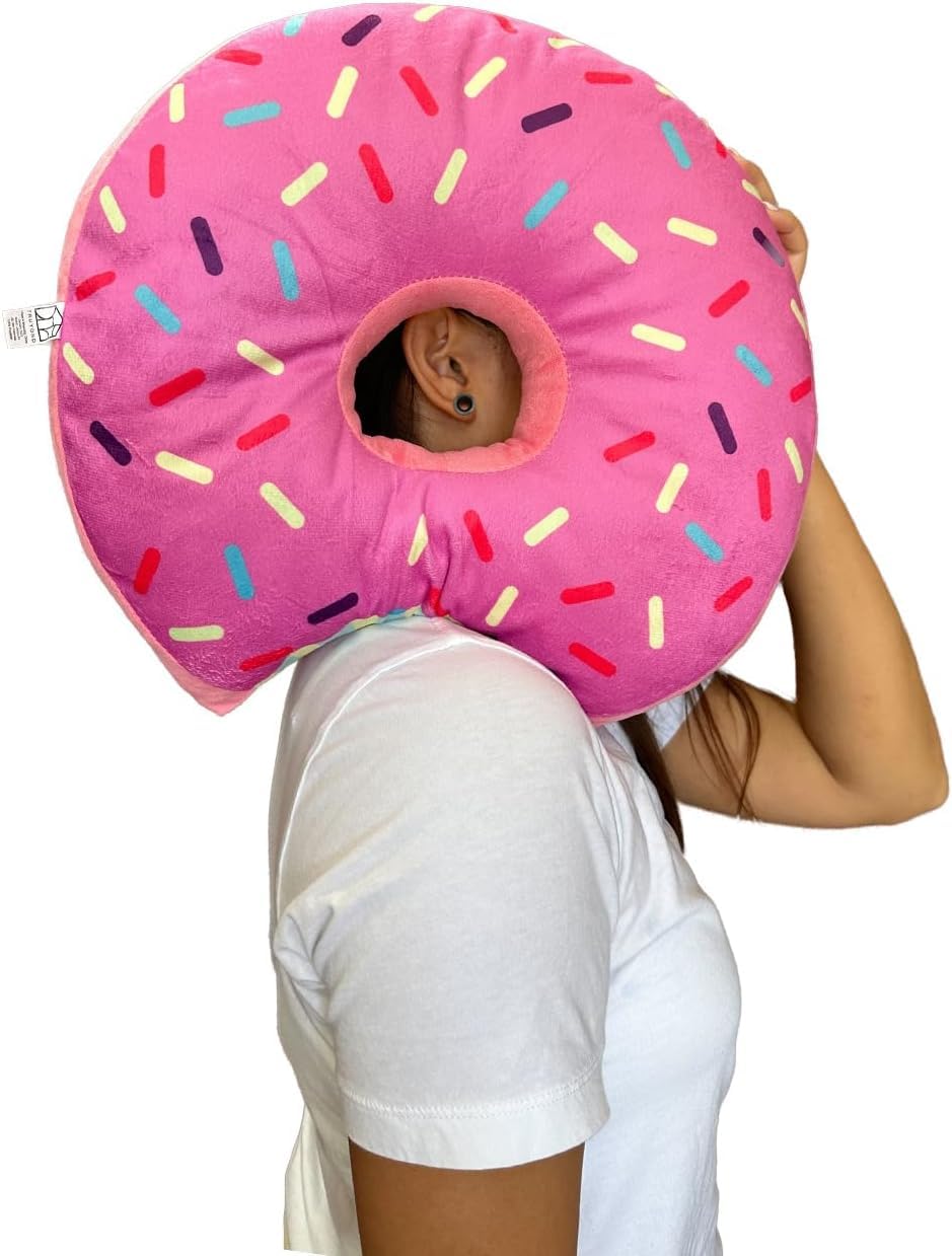 TRUYOND donut pillow for ear piercing in pink icing offers side-sleep comfort.
